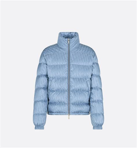 Dior Oblique Down Jacket Blue Technical Jacquard .